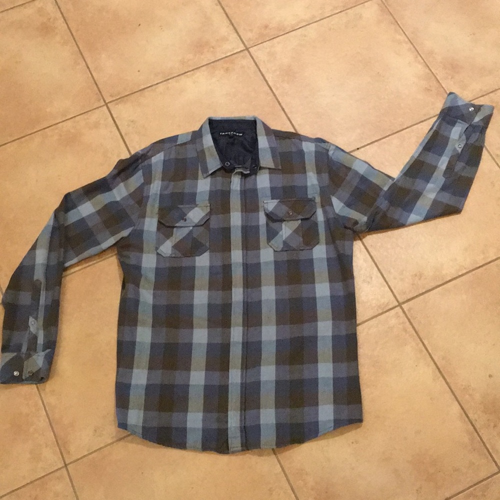 Tank Farm plaid flannel shirt/jacket. XL. Zip-up
